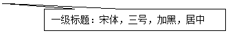 矩形标注: 一级标题：宋体，三号，加黑，居中